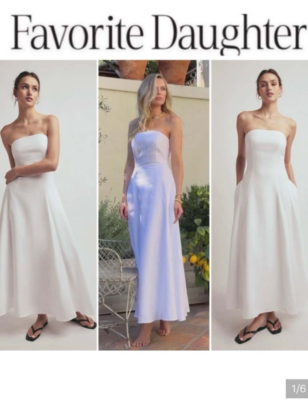 Favorite Daughter Strapless White Linen Midi Dress NWT